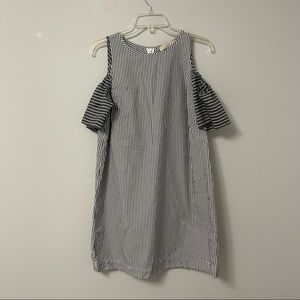 Ann Taylor LOFT cold shoulder striped dress